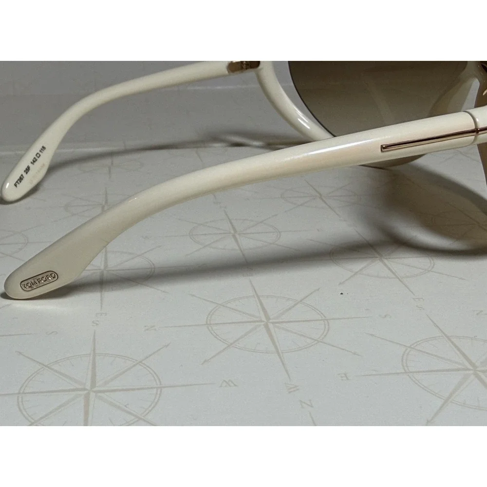 Rare Archive Tom Ford FT267 Grant 25F Shield Women's Sunglasses Ivory w/Case